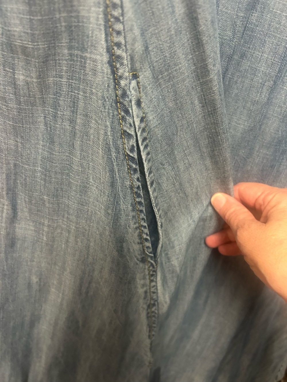 Uncle Frank Blue Denim Midi Dress with Side Slits and pockets! NWT Small - Picture 12 of 14